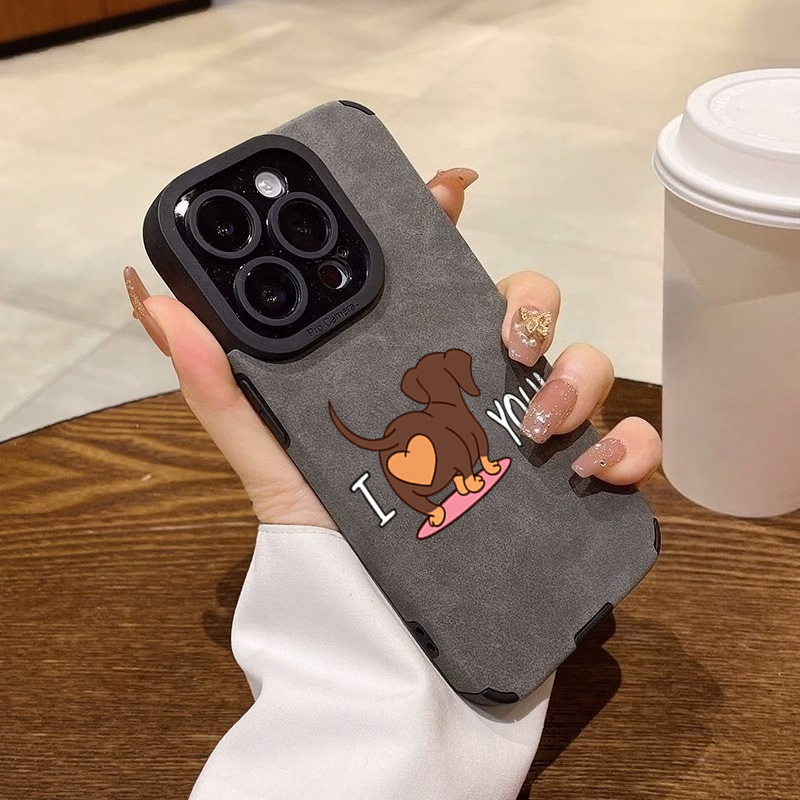 Phone Cases Cute Iphone 13 - Cute Dachshund Heart Print Phone Case