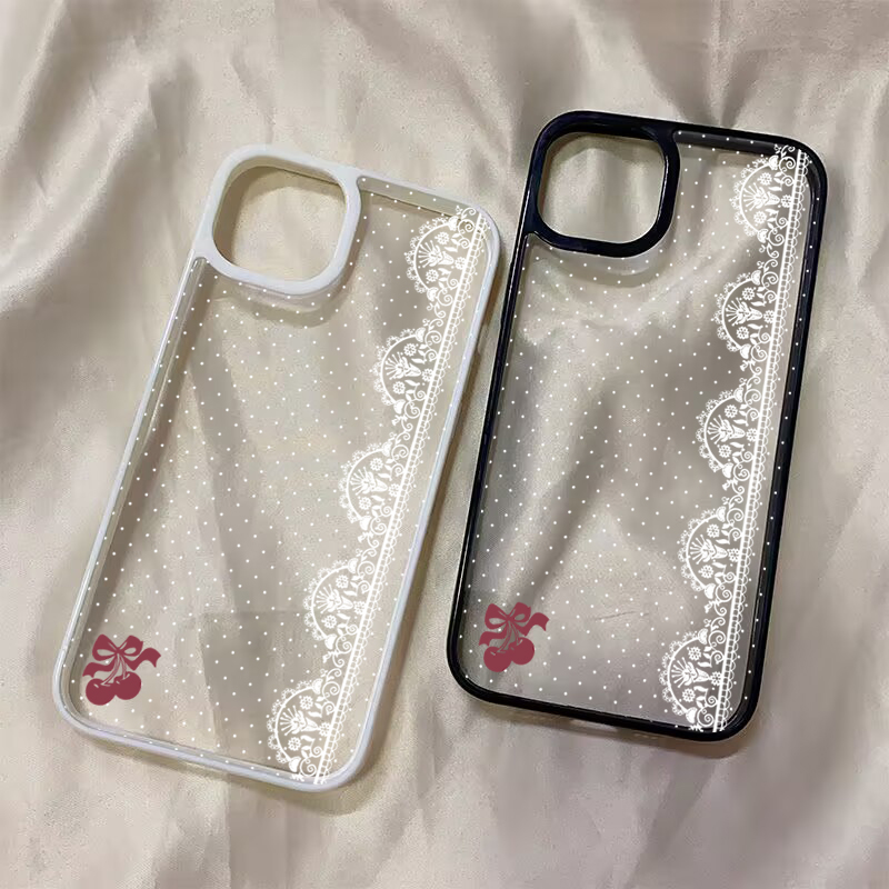 Cute Cherry Bow White Lace Pol - Phone Cases Cute Iphone 13 ulasan dan harga