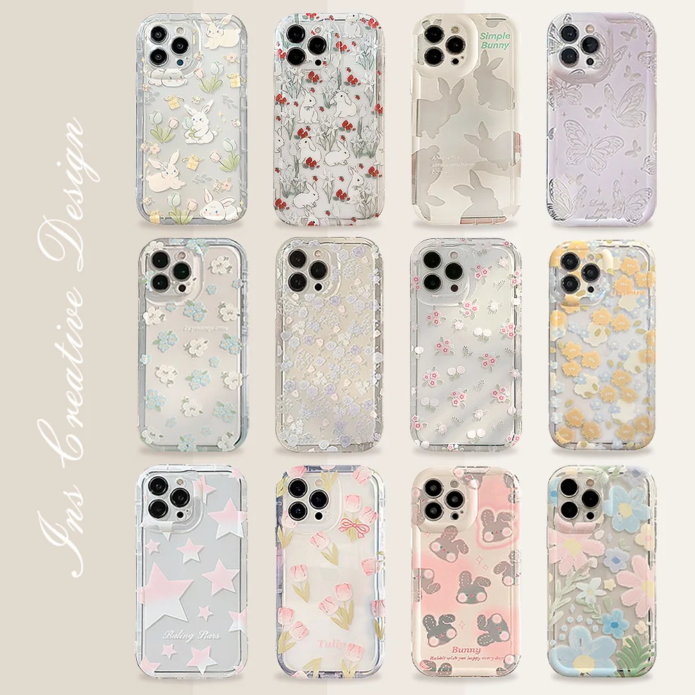 Cute Cartoon Bunny Flower Tran - Phone Cases Cute Iphone 13 ulasan dan harga