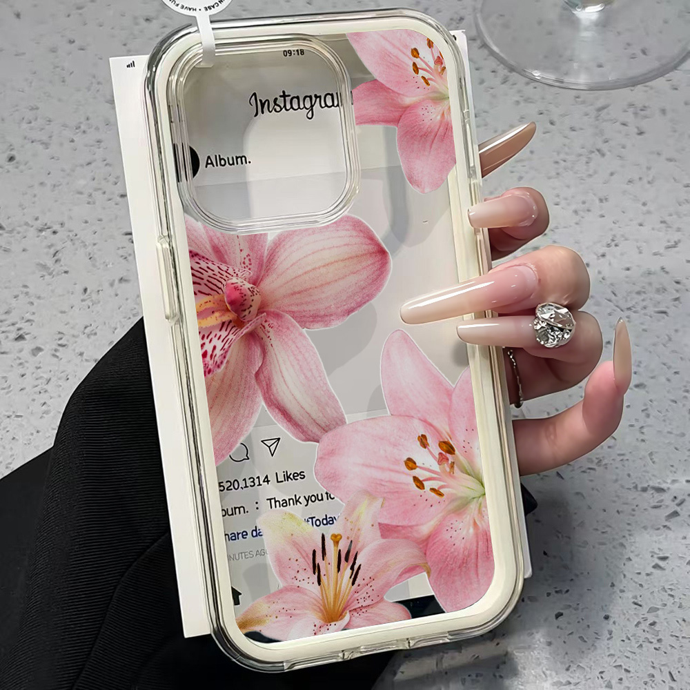 Pink Lily Flower Clear Phone C - Phone Cases Unique ulasan dan harga