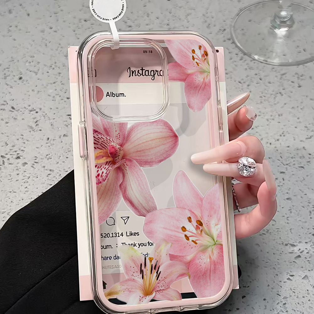 Pink Lily Flower Clear Phone C - Phone Cases Unique ulasan dan harga