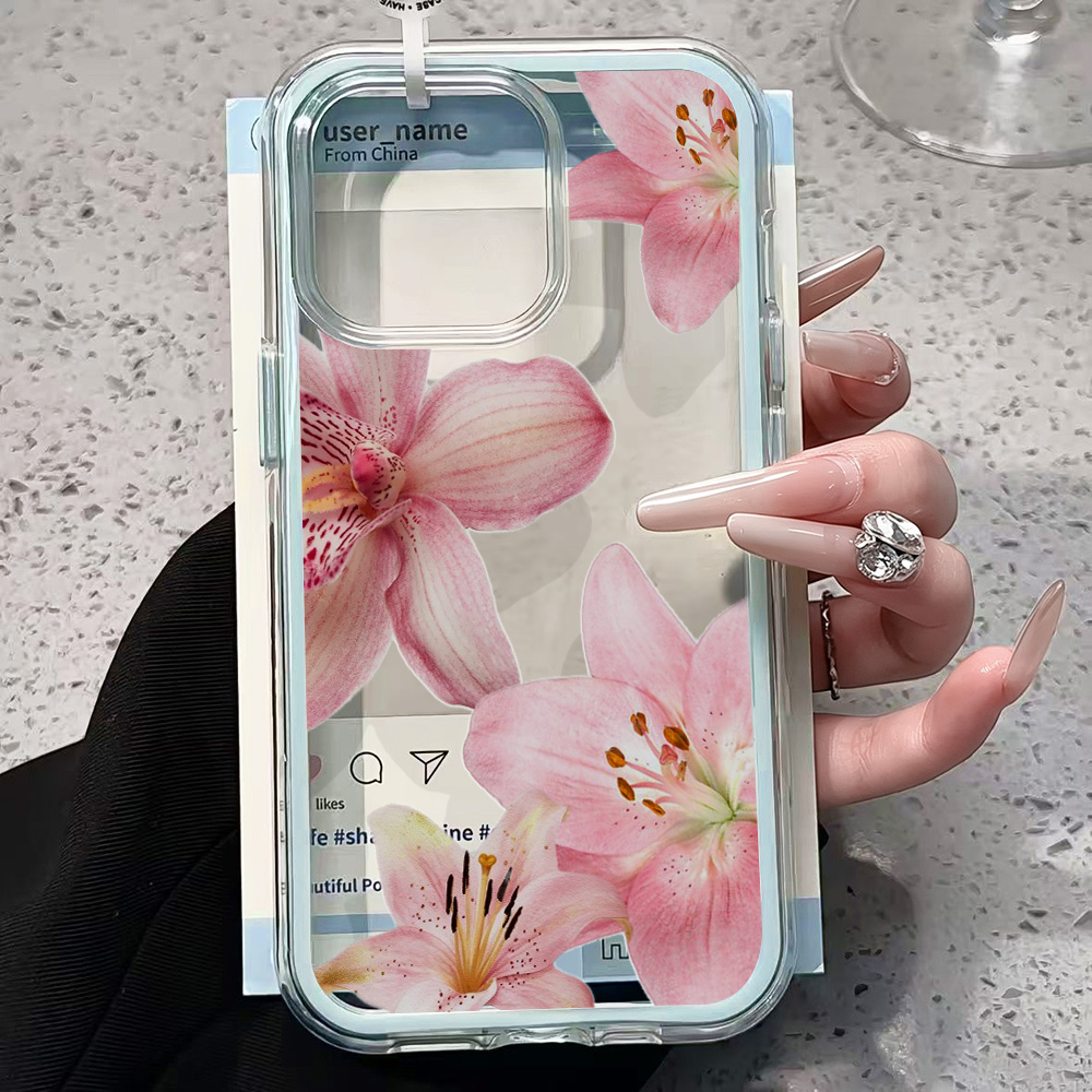 Pink Lily Flower Clear Phone C - Phone Cases Unique ulasan dan harga